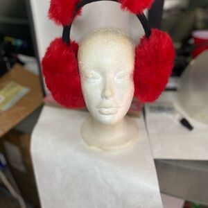 Bundle and Save! Red Ear Muffs Faux Rabbit Fur with Playful Design